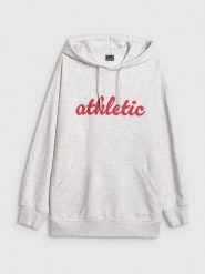 4F Bluza dresowa loose z kapturem damska - szara XL. Szare bluzy 4f, xl, bez wzorów, z bawełny, z kapturem, na fitness i siłownię. Za 179.99 zł.