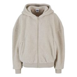 Damska bluza z kapturem zapinana na zamek Urban Classics Oversize Sherpa. Brązowe bluzy Urban Classics, na zimę, bez wzorów, bez ramiączek, z kapturem. Za 267.50 zł.
