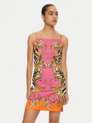 Versace Jeans Couture Sukienka letnia 78HAO9P7 NS651 Różowy Regular Fit. Czerwone sukienki Versace Jeans Couture, bez wzorów, z jeansu, bez kołnierzyka, bez ramiączek. Za 1,029.00 zł.