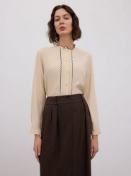 BGN Bluzka w kolorze beżowym rozmiar: 40. Brązowe bluzki BGN, bez wzorów, z wiskozy, bez kołnierzyka, bez ramiączek. Za 163.95 zł.