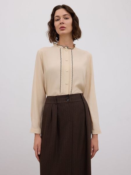 BGN Bluzka w kolorze beżowym rozmiar: 40. Brązowe bluzki BGN, bez wzorów, z wiskozy, bez kołnierzyka, bez ramiączek. Za 163.95 zł.