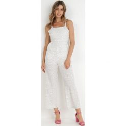 Biały Kombinezon Aereira. Białe kombinezony Born2be, na co dzień, l, z aplikacjami, bez kołnierzyka, bez ramiączek, maxi, dopasowane. Za 129.99 zł.