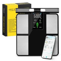 Waga łazienkowa z analizą składu ciała BodyVision inteligentna szklana 4FIZJO. Czarne wagi łazienkowe 4FIZJO. Za 189.99 zł.