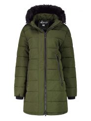 Geographical Norway Płaszcz pikowany "Atruche" w kolorze oliwkowym rozmiar: L. Brązowe płaszcze Geographical Norway, l, bez wzorów, bez kaptura. Za 281.10 zł.