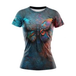 Koszulka damska do biegania Art Motyl krótki rękaw. Fioletowe t-shirty sportowe JUST HERO, l, bez wzorów, z dzianiny, bez ramiączek, do biegania. Za 99.00 zł.