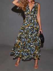 Milan Kiss Sukienka w kolorze zielono-niebieskim ze wzorem rozmiar: L. Brązowe sukienki Milan Kiss, na imprezę, l, bez wzorów, bez kołnierzyka, bez ramiączek, maxi. Za 139.87 zł.