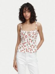 Guess Top W6YH97 W4497 Biały Regular Fit. Białe topy Guess, s, z aplikacjami, z bawełny, bez kołnierzyka, bez ramiączek. Za 344.99 zł.