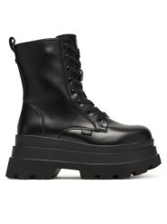 Buffalo Trzewiki Jupiter Lace Up Mid 1622609 Czarny. Czarne botki Buffalo, bez wzorów, ze skóry, bez obcasa, na płaskiej podeszwie, bez zapięcia. Za 399.99 zł.