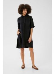 CULTURE Lniana sukienka w kolorze granatowym rozmiar: M. Niebieskie sukienki Culture, na co dzień, m, bez wzorów, ze lnu, bez kołnierzyka, bez ramiączek, midi, proste. Za 249.76 zł.