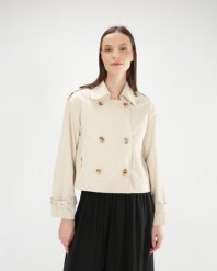 Krótka beżowa kurtka. Brązowe kurtki Unisono, l, bez wzorów, z materiału, bez kaptura. Za 329.00 zł.