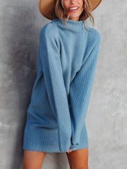 LA Angels Sukienka dzianinowa w kolorze błękitnym rozmiar: XL. Niebieskie sukienki LA Angels, na co dzień, xl, bez wzorów, z dzianiny, bez kołnierzyka, bez ramiączek, mini, proste. Za 195.99 zł.