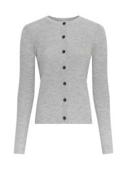 MOSS COPENHAGEN Wełniany kardigan w kolorze szarym rozmiar: L/XL. Szare swetry Moss Copenhagen, l, bez wzorów, z wełny, bez ramiączek. Za 207.39 zł.