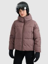 4F Kurtka narciarska membrana 5000 damska - brązowa L. Brązowe kurtki narciarskie 4f, na zimę, l, bez wzorów, bez kaptura, narciarskie. W wyprzedaży za 349.99 zł.