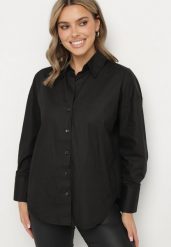 Czarna Bawełniana Koszula w Klasycznym Stylu Nalaris. Czarne koszule Born2be, l, bez wzorów, z bawełny, biznesowe, bez kołnierzyka, bez ramiączek. Za 99.99 zł.