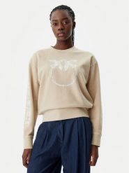 PINKO Bluza 104618 A2CV C36 Beżowy Regular Fit. Brązowe bluzy Pinko, xl, bez wzorów, z bawełny, bez kaptura. Za 669.99 zł.