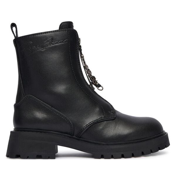 Trapery Pepe Jeans. Czarne traperki Pepe Jeans, bez wzorów, z jeansu, bez obcasa, bez zapięcia. Za 559.99 zł.