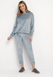 Niebieski Dzianinowy Komplet Piżamowy z Bluzą i Spodniami Jogger Javva. Niebieskie bluzy Born2be, xl, bez wzorów, z dzianiny, bez kołnierzyka, bez ramiączek. W wyprzedaży za 50.99 zł.