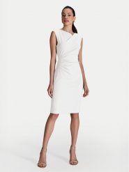 Swing Sukienka koktajlowa 5AI16700 Biały Slim Fit. Białe sukienki Swing, bez wzorów, z syntetyku, wizytowe, bez kołnierzyka, bez ramiączek. Za 439.99 zł.