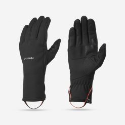 Rękawice trekkingowe dla dorosłych Forclaz MT500 dotykowe stretch. Czarne rękawiczki FORCLAZ, bez wzorów, z elastanu, sportowe. Za 69.99 zł.