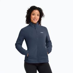 Bluza polarowa damska Jack Wolfskin Taunus 100 Full Zip. Niebieskie bluzy bez kaptura Jack Wolfskin, s, bez wzorów, z materiału, bez kaptura, trekkingowe. Za 239.99 zł.