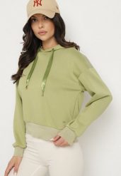 Zielona Bluza z Kapturem Metaliczną Nitką i Ściągaczami Ulinisa. Zielone bluzy Born2be, s, bez wzorów, z jeansu, casualowe, bez ramiączek, z kapturem. W wyprzedaży za 76.49 zł.