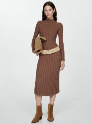 Mango Sukienka dzianinowa Flurry 77085645 Brązowy Slim Fit. Brązowe sukienki Mango, xxs, bez wzorów, z dzianiny, bez kołnierzyka, bez ramiączek. Za 69.99 zł.