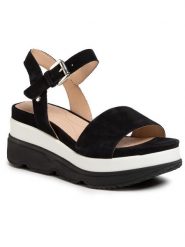 Geox Sandały D Gardenia C D02HBC 00021 C9999 Czarny. Czarne sandały Geox, bez wzorów, ze skóry, bez obcasa, na koturnie, bez zapięcia. Za 479.00 zł.