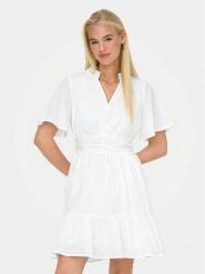 ONLY Sukienka codzienna Rarkel 15363615 Biały Regular Fit. Białe sukienki ONLY, na co dzień, l, bez wzorów, z bawełny, bez kołnierzyka, bez ramiączek, proste. Za 189.99 zł.