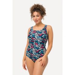 Damskie Kostium kąpielowy graficzny nadruk bez miękkich miseczek okrągły dekolt. Niebieskie stroje jednoczęściowe Ulla Popken, bez wzorów, z elastanu, sportowe. Za 199.99 zł.