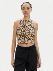 Adidas Top Essentials Animal-Print IR9310 Beżowy Slim Fit. Brązowe topy adidas, l, bez wzorów, z bawełny, bez kołnierzyka, bez ramiączek. Za 79.99 zł.