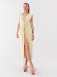 Patrizia Pepe Sukienka koktajlowa 2A2519/J113-Y433 Żółty Slim Fit. Żółte sukienki Patrizia Pepe, bez wzorów, z syntetyku, wizytowe, bez kołnierzyka, bez ramiączek. Za 899.99 zł.