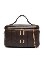 Calvin Klein Torebka Quilted Beauty Case On Chain LV04F1123G Brązowy ciemny. Brązowe torebki klasyczne Calvin Klein, bez wzorów, ze skóry, bez dodatków. Za 489.99 zł.