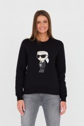 KARL LAGERFELD Czarna bluza Ikonik 2.0. Czarne bluzy KARL LAGERFELD, xs, bez wzorów, bez kaptura. W wyprzedaży za 399.99 zł.