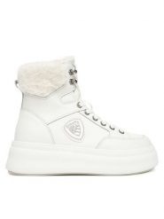 Blauer Botki F5EMERY01/LEA Biały. Białe botki Blauer, bez wzorów, ze skóry, bez obcasa, na płaskiej podeszwie, bez zapięcia. Za 559.99 zł.