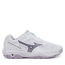 Buty halowe Mizuno. Białe buty sportowe lifestyle Mizuno, bez wzorów, bez zapięcia, mizuno wave. Za 309.99 zł.