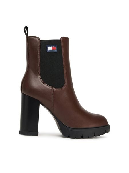 Tommy Jeans Botki Tjw EN0EN02831 Brązowy. Brązowe botki Tommy Jeans, bez wzorów, z jeansu, bez obcasa, na słupku, bez zapięcia. Za 489.99 zł.