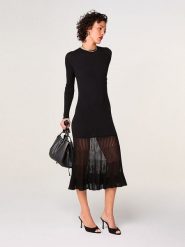 Rodier Sukienka w kolorze czarnym rozmiar: L. Czarne sukienki Rodier, l, bez wzorów, prążkowane, bez kołnierzyka, bez ramiączek, midi. Za 500.99 zł.