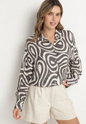 Czarno-Biała Klasyczna Koszula z Wiskozy w Abstrakcyjny Wzór Redasha. Czarne koszule Born2be, l, bez wzorów, z jeansu, eleganckie, bez kołnierzyka, bez ramiączek. W wyprzedaży za 72.24 zł.