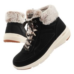 Buty sportowe zimowe damskie Skechers. Brązowe buty sportowe lifestyle Skechers, na zimę, bez wzorów, ze skóry ekologicznej, sportowe, bez zapięcia. Za 249.00 zł.