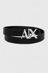 Armani Exchange pasek damski kolor czarny. Czarne paski Armani Exchange, bez wzorów. Za 289.99 zł.