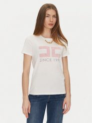 Elisabetta Franchi T-Shirt MA-033-51E2-V180 Biały Regular Fit. Białe t-shirty Elisabetta Franchi, bez wzorów, z bawełny, bez kołnierzyka, bez ramiączek. Za 729.99 zł.
