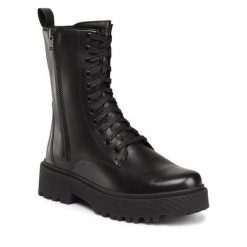 Trzewiki Lasocki. Czarne botki Lasocki, bez wzorów, bez obcasa, na płaskiej podeszwie, bez zapięcia. Za 199.99 zł.