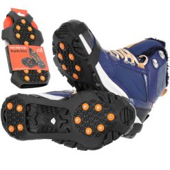Nakładki antypoślizgowe raczki turystyczne na buty Rapeks Easy. Brązowe buty trekkingowe RAPEKS, bez zapięcia. W wyprzedaży za 46.90 zł.