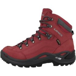 Buty trekkingowe damskie Lowa Renegade Gtx Mid. Czerwone buty trekkingowe Lowa, bez wzorów, z gumy, za kostkę, bez zapięcia, trekkingowe. Za 906.00 zł.