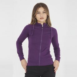 Bluza sportowa z zamkiem DAIR fioletowa. Fioletowe bluzy z kapturem LEGEA, bez wzorów, z bawełny, na fitness i siłownię. W wyprzedaży za 88.00 zł.