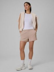4F Spodenki dresowe damskie - beżowe L. Brązowe szorty 4f, bez wzorów, z dresówki. Za 129.99 zł.