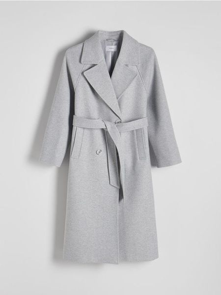 Dwurzędowy płaszcz oversize - ciemnoszary. Szare płaszcze Reserved, l, bez wzorów, z tkaniny, bez kaptura. W wyprzedaży za 159.99 zł.