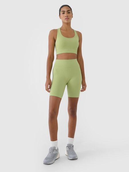 4F Legginsy kolarki bezszwowe treningowe damskie - zielone M/L. Zielone legginsy 4f, l, bez wzorów, z dzianiny, z podwyższonym stanem, na fitness i siłownię. W wyprzedaży za 59.99 zł.