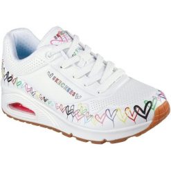 Buty sportowe damskie Skechers Uno Love All Aroun. Białe buty sportowe lifestyle Skechers, bez wzorów, ze skóry ekologicznej, sportowe, bez zapięcia. W wyprzedaży za 490.00 zł.