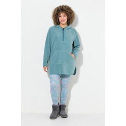 Damskie Długi sweter z polaru pluszowego kaptur zamek błyskawiczny długi rękaw. Zielone swetry Ulla Popken, na zimę, plus size, bez wzorów, z materiału, sportowe, plus size, bez ramiączek. Za 294.99 zł.